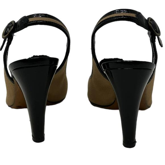 Moschino Cheap and Chic peep toes beige canvas sling back heels size 39 - US 8 - Picture 5 of 12